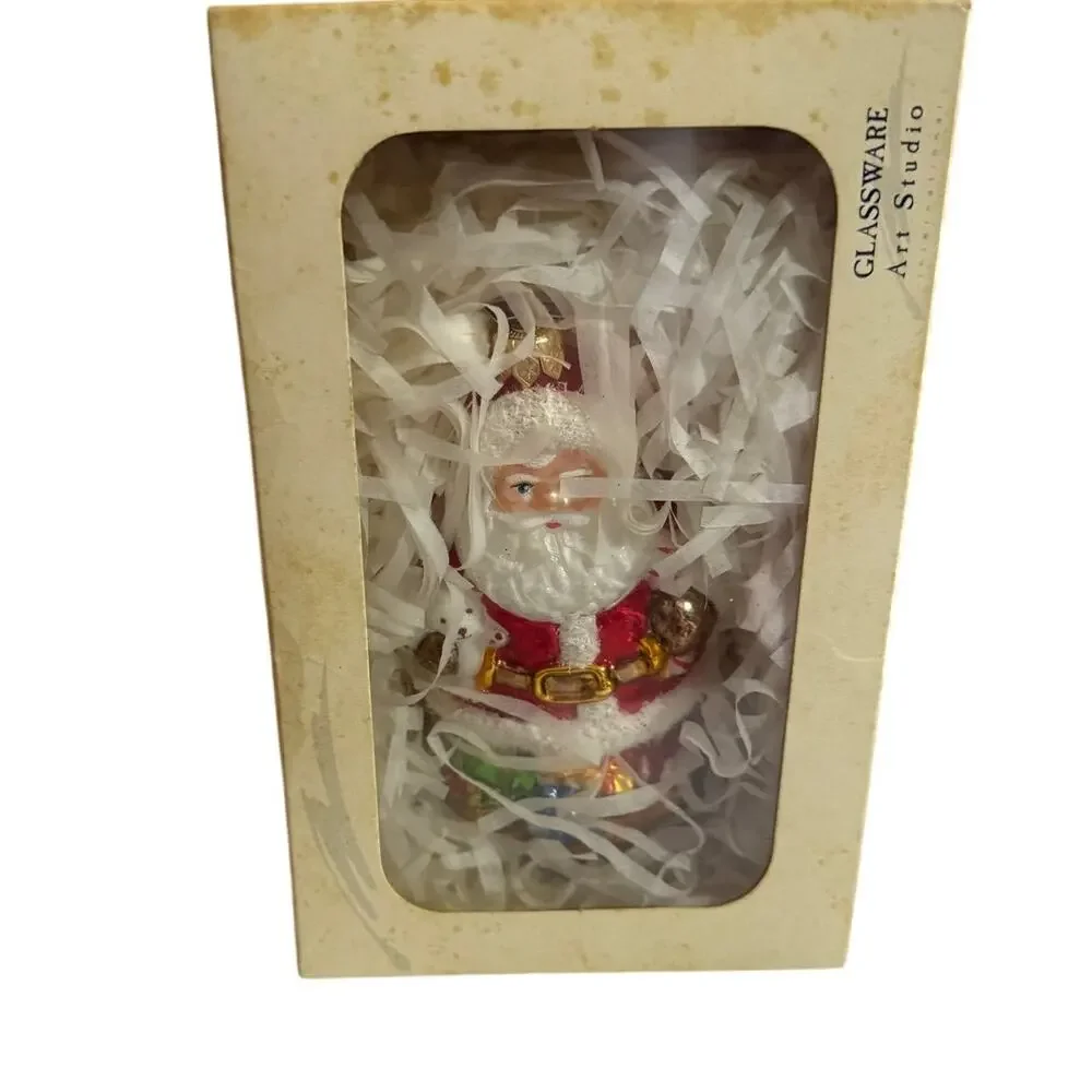 NIB Glassware Art Study Santa Claus Christmas Ornament Hand Made in Poland